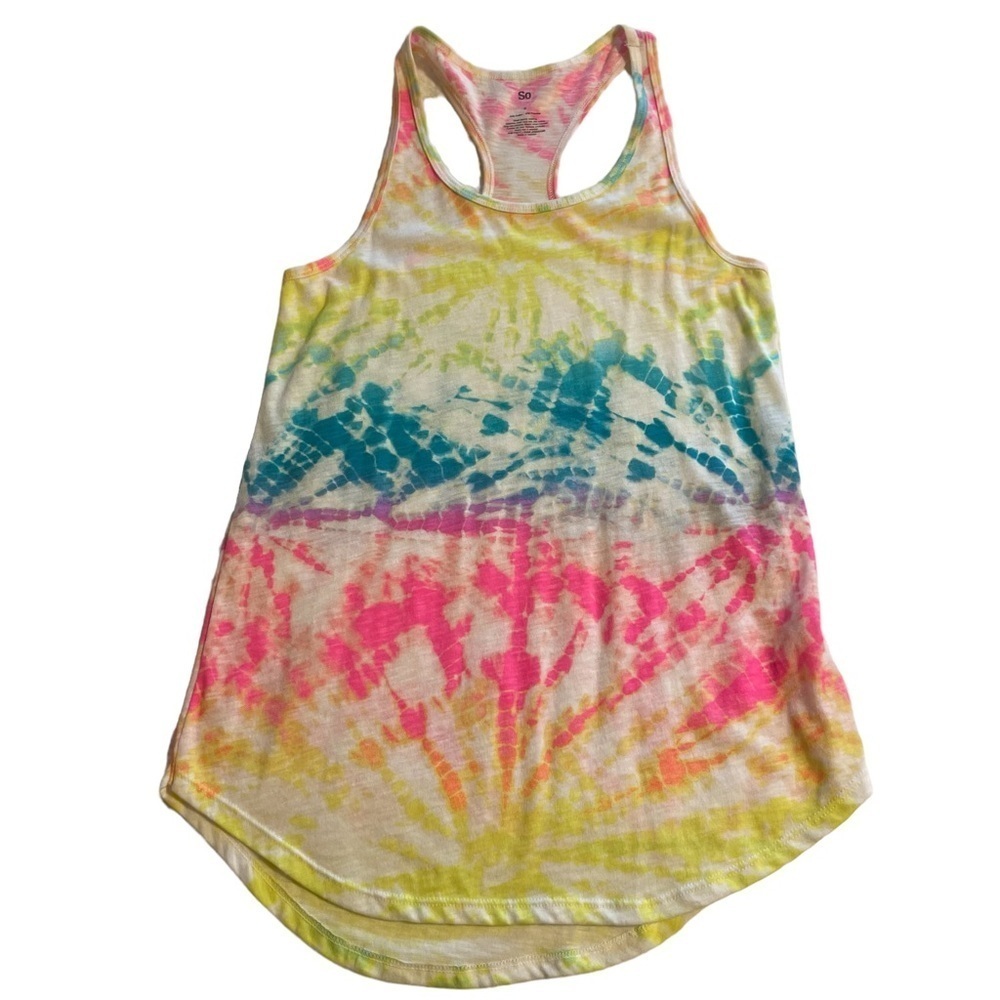SO Multi Color Rainbow Tie Dye Racerback Tank Top Size S Juniors